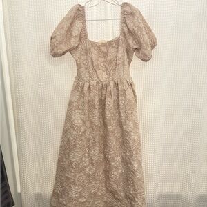 Chic Puff Sleeve Lace Maxi Dress